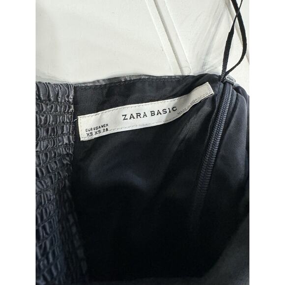 ZARA Basic Gray Grey Strapless Taffeta Bubble Cocktail Dress Back Sash Size XS - Picture 5 of 7